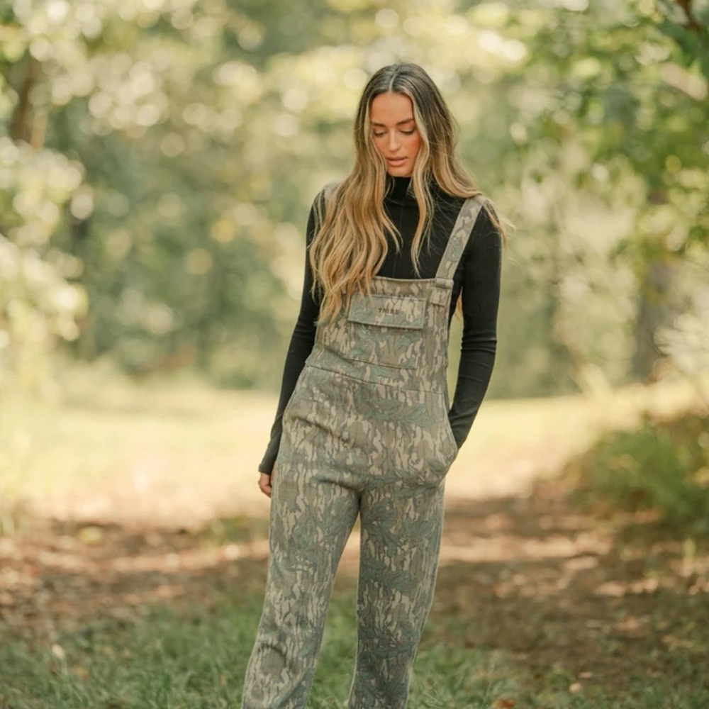 Tribe Kelley Camouflage Overalls with Black Turtleneck